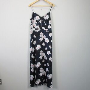 Banana Republic Strappy Slit Slip Dress 10 Blue Floral Maxi Guest Party 340